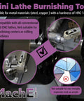 Mini Lathe Roller Burnishing Tool 1/2 In Shank By 2-1/2 In Overall Length targeting HRC 18 to 68 metals on CNC lathe.