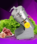 Electric Grain Grinder Mill For Home Use, Superfine Powder Crusher against purple background with spices