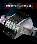 Money Counter Machine N60 With Mixed Denominations showing multi-currency bills and display