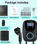 Image showing packaging contents of Level 2 EV Charger With ETL Certification 48A Adjustable 240V Manual Amps And Schedule J1772 To Tesla NACS Adapter.