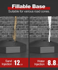 Fillable base options with sand and water injection for Two Pack Traffic Delineator Cones For Heavy Duty Parking Lot Safety