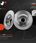 Rear Solid Disc Brake Rotors With Ceramic Pads Kit For Ford Fusion 2013-2020 And Lincoln MKZ 2013-2016 Hybrid, rotors displayed