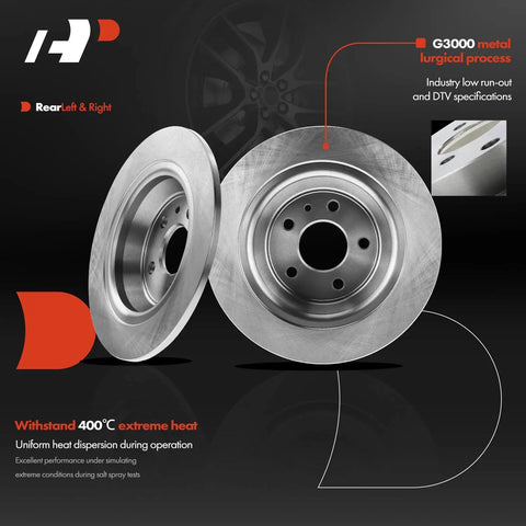 Rear Solid Disc Brake Rotors With Ceramic Pads Kit For Ford Fusion 2013-2020 And Lincoln MKZ 2013-2016 Hybrid, rotors displayed