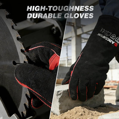 Leather Forge Welding Gloves 16 Inch Heavy Duty Heat Resistant Up To 662 Degrees Hand Protection for handling saw blade and brick