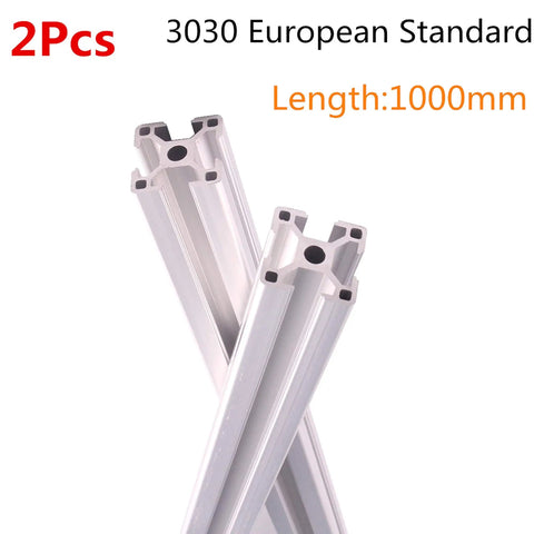30x30 Aluminum Extrusion 1000mm 2 Pack T Slot Rails European Standard Anodized Silver