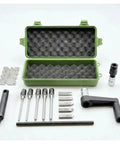 AZAXCQ Car And Motorcycle Valve Seat Reamer Set That Lets You Fix Minor Issues Yourself With Sturdy Hard Alloy Hands Tool For Family Vehicles, open green case and bits