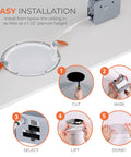 Canless Led Recessed Lighting 6 Inch Dimmable Wet Location Rated With Slick Compact Frame for easy installation steps.