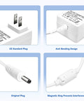 5V Replacement Power Adapter For Rest Series Sleep Machines Night Lights And Sleep Trainers With Barrel Plug 6.56ft Cable Delivers Stable 2A DC Output Compatible With Rest Plus And Rest Mini with US standard plug and anti-bending design.