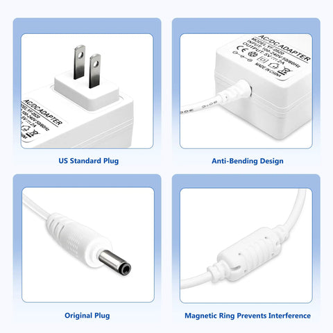 5V Replacement Power Adapter For Rest Series Sleep Machines Night Lights And Sleep Trainers With Barrel Plug 6.56ft Cable Delivers Stable 2A DC Output Compatible With Rest Plus And Rest Mini with US standard plug and anti-bending design.