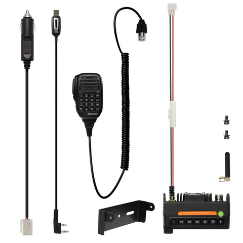 DB-25D Pro Dual Band DMR Mobile Radio with 20W Output, GPS APRS, UHF VHF, vehicle mount, and cables for ham enthusiasts