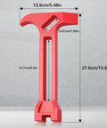 4 In 1 Emergency Tool Quick Gas And Water Shut Off Wrench, Non Sparking Pry Bar, Earthquake Survival Gear, Firefighter Designed Heavy Duty Alloy In Vibrant Red with dimensions shown