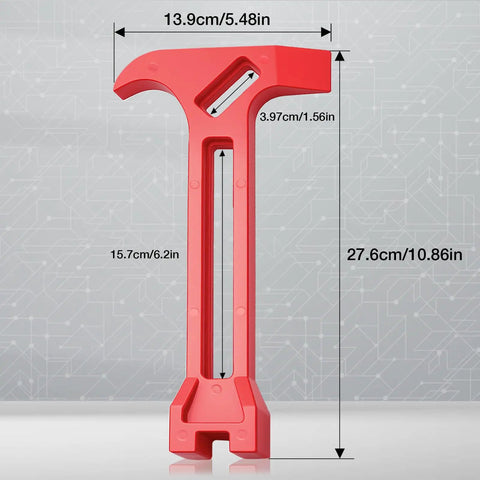 4 In 1 Emergency Tool Quick Gas And Water Shut Off Wrench, Non Sparking Pry Bar, Earthquake Survival Gear, Firefighter Designed Heavy Duty Alloy In Vibrant Red with dimensions shown