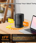 Fast Heat Desk Heater With Remote 1500W Ceramic PTC Tiny But Mighty Space Heater For Office Or Bedroom on desk