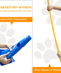 Hands holding blue cone and yellow rod from Dog Agility Jump Set With Adjustable Hurdles And Cones For Indoor Outdoor Training