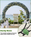 Sturdy Metal Wedding Arch For Outdoor Ceremony And Garden Party Decor 8 Feet Wide 7 Feet High Black Round Frame With Ground Bases Trellis For Climbing Plants Roses And Vines Perfect For Photos And Al Fresco Celebrations