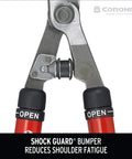 Extendable Hedge Shear With 15 To 26 Inch Reach, 8.5 Inch Forged High Carbon Steel Blades, Lightweight Red Handles, Shock Stop Bumper