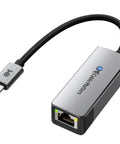 USB-C To 10Gb Ethernet Adapter With USB4 And Thunderbolt 5/4/3 Compatibility, showing port and cable design, suitable for NAS and gaming.