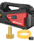 Battery Operated Transfer Pump 300GPH Cordless Water Pump For RV And Boat Bilge Self Priming Diaphragm Pump, red and black, with hose