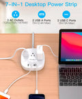 Ultra Flat 6 Foot Power Strip With 3 Outlets 4 USB Ports 2 USB C Desktop Charging Station For Dorm Room Cruise Ship And Travel