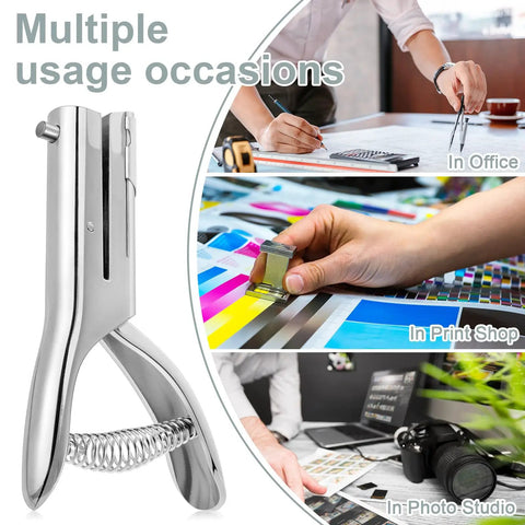 Heavy Duty One Hole Punch With Deep Throat Reach 2 Inch Long 1/8 Inch Hole Size Punches Up To 25 Sheets Of Thin Paper Handheld Alloy Punch For ID And PVC Cards 5 Inch Tall Reduces Effort in office, print shop, and photo studio.