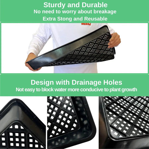 Heavy-Duty 1020 Seed Tray Set With Mesh And No-Hole Trays, 5 Pack showing durable mesh design and drainage holes