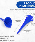 Heavy Duty Long Neck Oil Funnel Set For Cars Trucks And Suv With Wide Pour Spout shows dimensions including height and diameter.