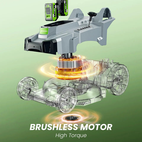 Powerful Cordless Lawn Mower With 17 Inch Deck Walk Behind Electric 4.0 Ah Battery Powered featuring brushless motor design