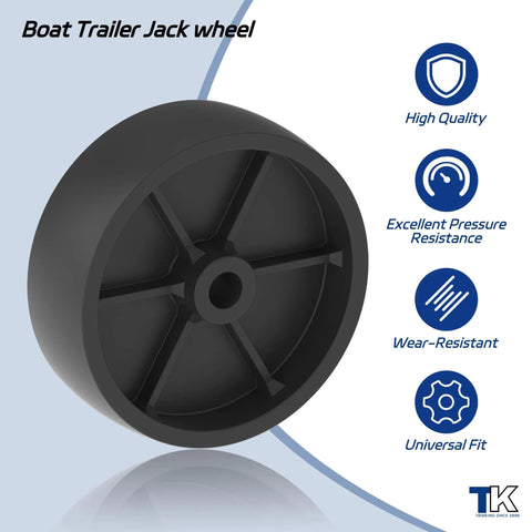 6 Inch Boat Trailer Jack Wheel Replacement, 1200 Lbs Load Capacity, 2 Inch Wide Wheel With Five Eighths Inch Bore, Universal Wheel