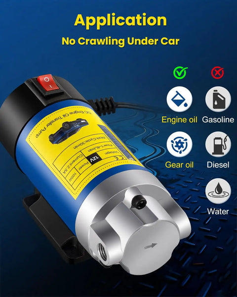Application of 12V 100W Electric Oil Change Pump With Three Hoses And Adapters All In One DIY Friendly Fluid Extractor for oil types.