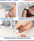 Steps to inflate Red White And Blue Mylar Balloons Set For 4th Of July Patriotic Arch Kit with star balloons.