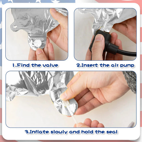 Steps to inflate Red White And Blue Mylar Balloons Set For 4th Of July Patriotic Arch Kit with star balloons.