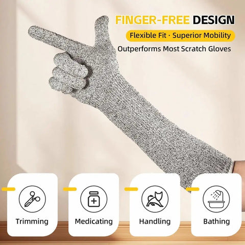 Ultra Flexible Pet Handling Sleeves With Kevlar Fiber For Scratch Resistant Protection During Cat Grooming Nail Trimming