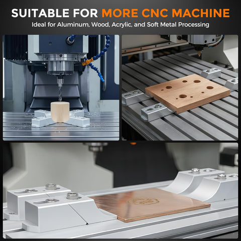 4 Pack Low Profile Aluminum Side Clamps For Milling And CNC Work, Beefy Side Clamp Vises Up To 60kN, Ultra Compact design in CNC machine