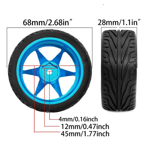 Purple 1/10 Scale TE37 Metal Wheel Rims Set With 12mm Hex For RC Racing Cars Fits TT01 TT02 TT02B TA06 XV01 XV02 PTG-2