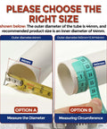 Image showing how to measure pipe diameter with tape measure, relevant for Eight Piece Stainless Steel Hose Clamps Kit Adjustable From 2/5 To 5/8 Inch 10-16mm Heavy Duty Worm Gear Clamp Set For Fuel Lines Radiator Dryer Vent And More.