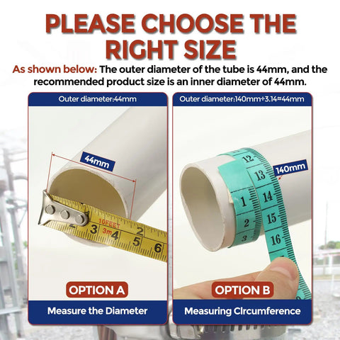 Image showing how to measure pipe diameter with tape measure, relevant for Eight Piece Stainless Steel Hose Clamps Kit Adjustable From 2/5 To 5/8 Inch 10-16mm Heavy Duty Worm Gear Clamp Set For Fuel Lines Radiator Dryer Vent And More.