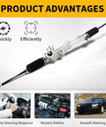 Hydraulic Power Steering Rack And Pinion For Camaro And Firebird 1998 1999 2000 2001 2002 Direct Fit With Interchange 22 185 22185 26060047 26077996 26086616 Replacement Part on a white background highlighting product advantages.