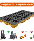 Heavy Duty Two Drum Spill Containment Platform Workhorse With 2000 Lb Capacity, Compliant Spill Pallet With Drain Outlet And Forklift Pockets