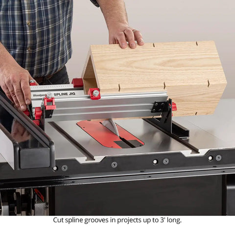 Pro Grade Spline Jig Kit For Router Table And Table Saw Making Badass Dovetail And Miter Joints With Smooth Aluminum Track in use.