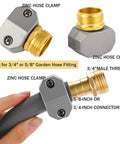 2 Pack Brass Garden Hose Repair Kit With Three Quarter Inch And Five Eighth Inch Fit Male Hose End Connectors showing zinc clamp
