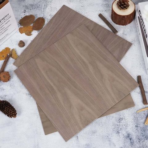 Walnut unfinished plywood sheets, 3 pcs, 12x12 inches, 1/8 inch thick, overhead view