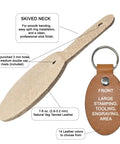 Fresh Oval Leather Key Fobs, 10 Pack Full Grain Vegetable Tanned Keychain Blanks With Hardware showing skived neck and pre-punched holes.