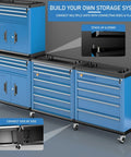 No Brainer Heavy Duty Rolling Tool Chest With Three Spacious Drawers And Double Doors Smooth Roll Casters stacked in a custom layout.