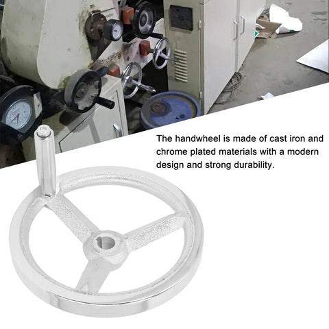 18 X 200mm Lathe Hand Wheel With Handle For Milling Machine And Grinder Chrome Plated Beefy Durable Replacement For Lathe And Workshop Tools Smooth Rotation And Precise Adjustment Cast Iron Round Handwheel