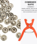Snap Button Installation Tool Kit With Storage Box For Press Fasteners, Pro-Grade Five-Claw Snap Plier Set With Open-Ring Snaps, metal snaps and orange pliers
