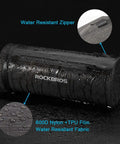 Front Frame Bike Handlebar Bag Waterproof Storage Bag with Large Capacity, showcasing water-resistant zipper and 600D nylon material.
