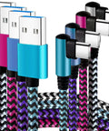 USB C Angled Cable 90 Degree 6ft 4 Pack Nylon Braided Charger Cord for Galaxy S10 S10e S9 Note 10 With Fast Charge Data Sync Durable Nylon Braided Build Tangle Free Flexible Right Angle USB C Cable in Blue Black Magenta Purple angled connectors