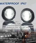 100 Pack Three Quarter Inch Clear Lens White LED Bullet Side Marker Clearance Lights Universal Fit For Trailer Truck SUV ATV RV Bus Van With Rubber Grommet 12V DC waterproof display
