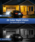 Wireless Outdoor Security Camera Set With 355 Degree Pan 2K Color Night Vision Battery Powered WiFi Enabled Motion Detection Two Way Talk IP65 Weatherproof Spotlight Siren SD Cloud Storage 2 Pack No-Hassle Setup.