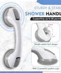 12 Inch Suction Cup Grab Bars For Bathtub And Shower, heavy duty no slip bathroom safety bar with suction lock design
